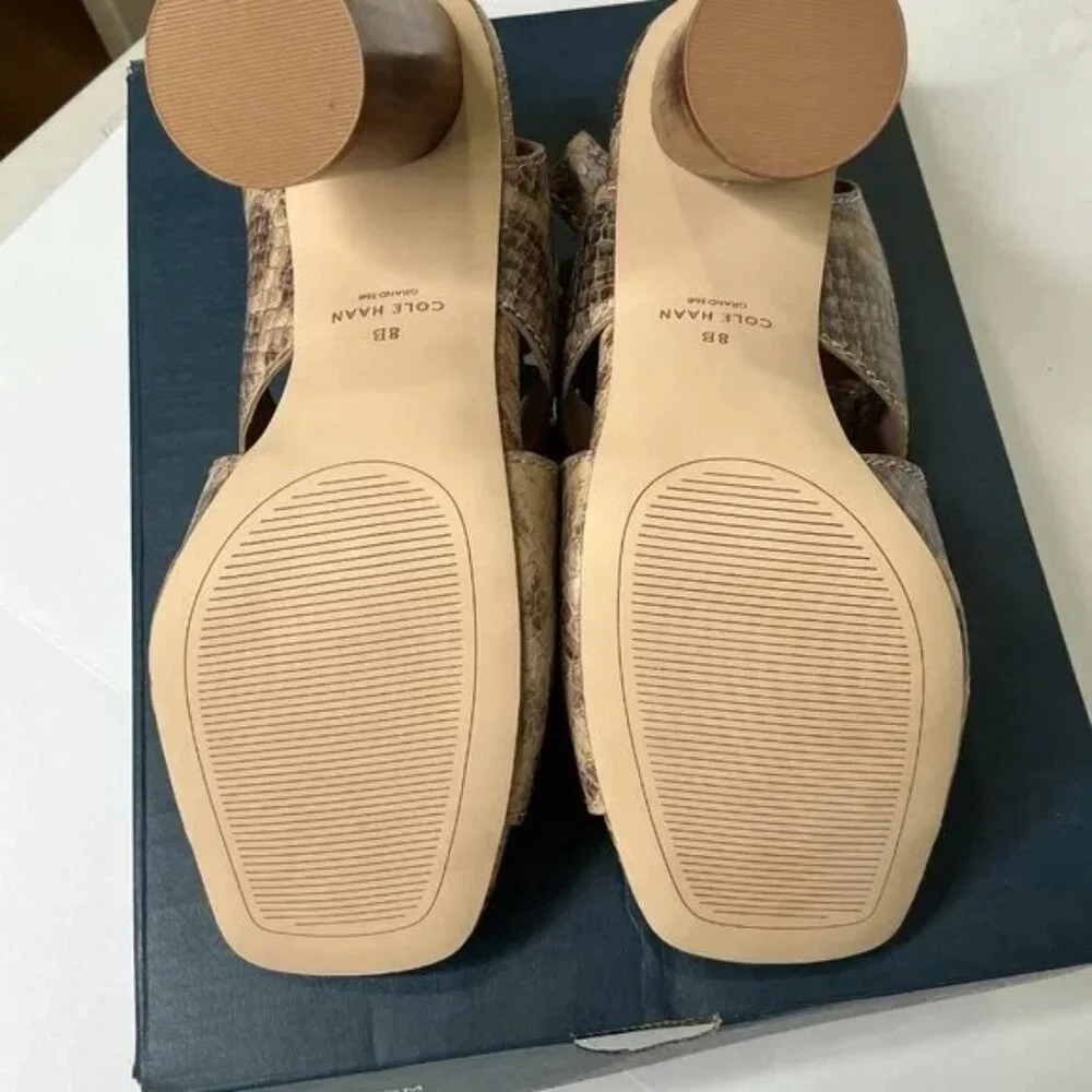 Cole Haan Reina City Sandal - Sahara Snake Leather, Size 8B, 3 1/2 Heel - Picture 8 of 10